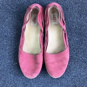 UGG Shoes Womens Size 9 Pink Leather Flats Ballet Cutout Slip On Comfort